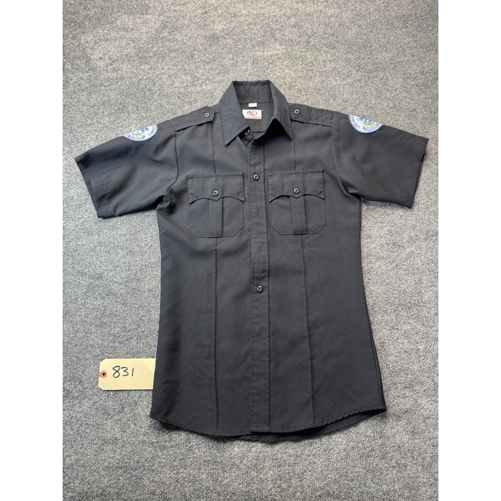 First Class EMT Uniform Shirt Mens S Black Los Angeles County Patch Short Sleeve